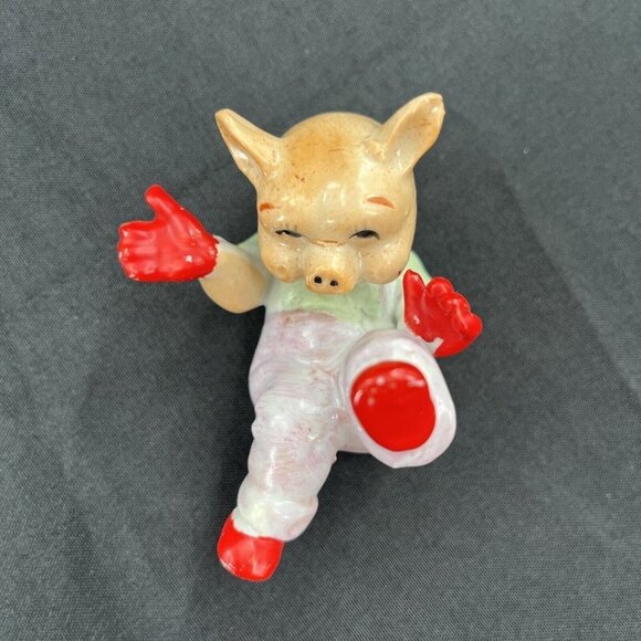 Mid Century Modern Porcelain Pigs Tumbling Made in Japan Vintage Set of 6 - Picture 2 of 15